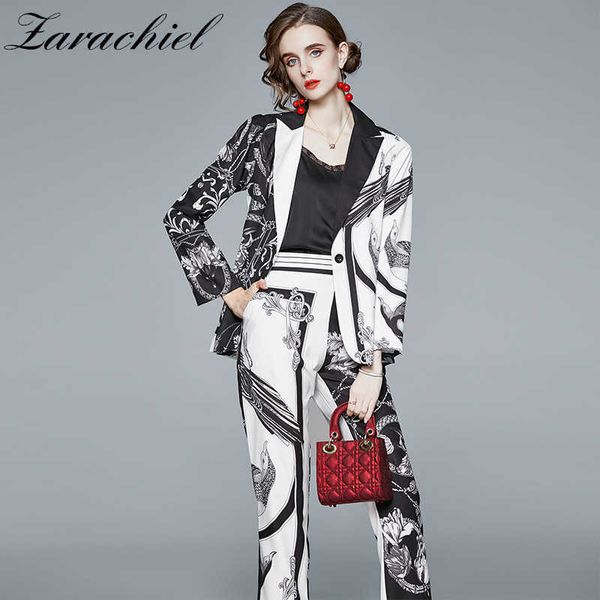 fashion women flower print 2 pieces sets single button long sleeve blazer + elastic waist pocket pant suits autumn 210930, White
fashion women flower print 2 pieces sets single button long sleeve blazer + elastic waist pocket pant suits autumn 210930, White