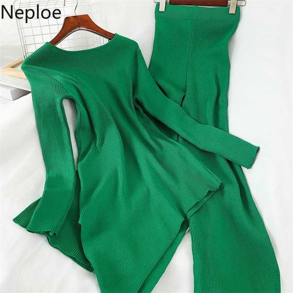 neploe knitted 2 piece set women solid o neck long sleeve irregular + stretch high waist long pants fashion suits 1b183 210929, White
neploe knitted 2 piece set women solid o neck long sleeve irregular + stretch high waist long pants fashion suits 1b183 210929, White