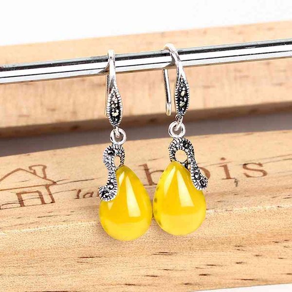 jiashuntai 925 pure green chalcedony smooth thai silver earrings for girls, Black
jiashuntai 925 pure green chalcedony smooth thai silver earrings for girls, Black