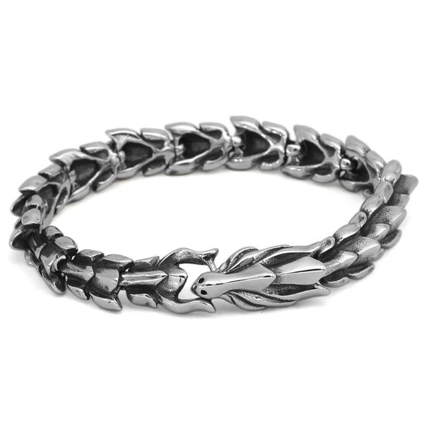 link, chain viking dragon scandinavian link bracelet punk stainless steel jewelry for men gift amulet with valknut bag, Black
link, chain viking dragon scandinavian link bracelet punk stainless steel jewelry for men gift amulet with valknut bag, Black