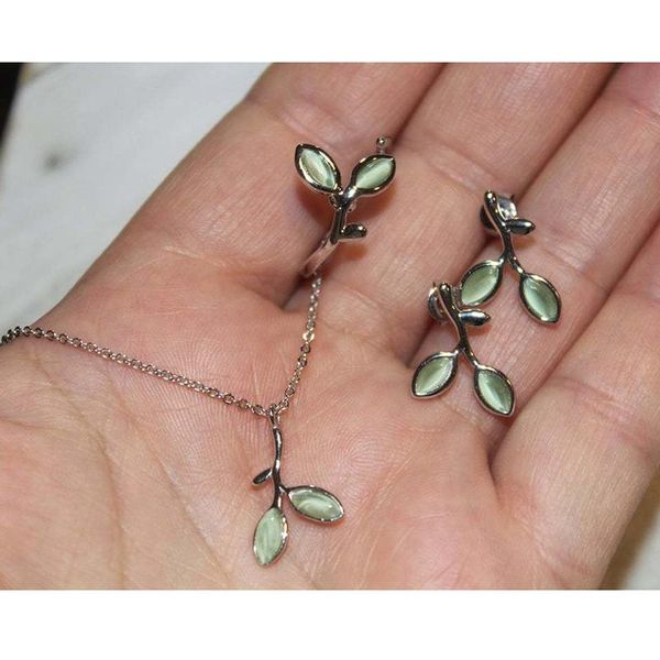 earrings & necklace boho forest tree leaves green jewelry set chic chain leaf branch stud earring open ring for party, Silver
earrings & necklace boho forest tree leaves green jewelry set chic chain leaf branch stud earring open ring for party, Silver