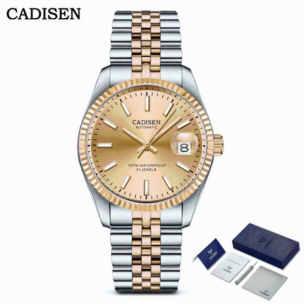wristwatches cadisen 38mm mechanical watch men automatic luxury sapphire crystal luminous date 50m waterproof silver gold steel for, Slivery;brown
wristwatches cadisen 38mm mechanical watch men automatic luxury sapphire crystal luminous date 50m waterproof silver gold steel for, Slivery;brown