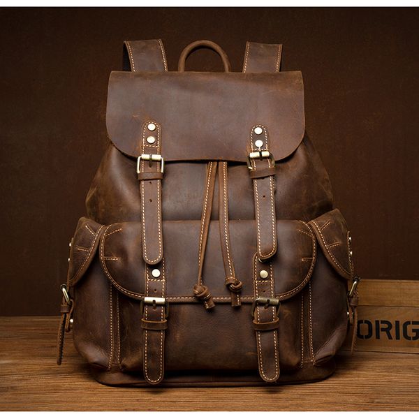 handmade crazy horse leather backpack men's vintage original cowhide leather backpack business computer bag, Black;red
handmade crazy horse leather backpack men's vintage original cowhide leather backpack business computer bag, Black;red