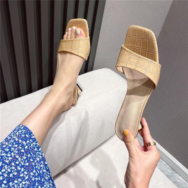 word broadband open-toe sandals and slippers women's summer wear fashionable square toe thick heel high, Black
word broadband open-toe sandals and slippers women's summer wear fashionable square toe thick heel high, Black