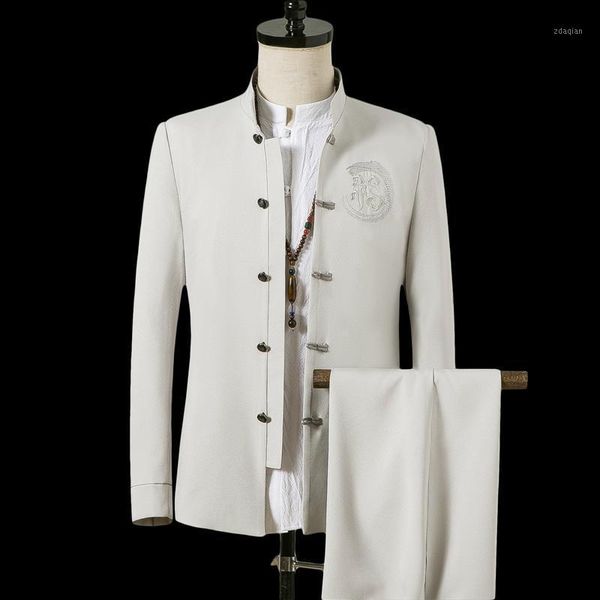 men's suits & blazers men suit sets chinese tunic stand collar classic casual blazer brand design business formal male cotton set 4xl, White;black
men's suits & blazers men suit sets chinese tunic stand collar classic casual blazer brand design business formal male cotton set 4xl, White;black