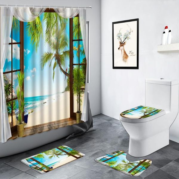 shower curtains beach palm trees seaside scenery curtain tropical green plants creative decor bathroom rug non-slip toilet bath mats set
shower curtains beach palm trees seaside scenery curtain tropical green plants creative decor bathroom rug non-slip toilet bath mats set