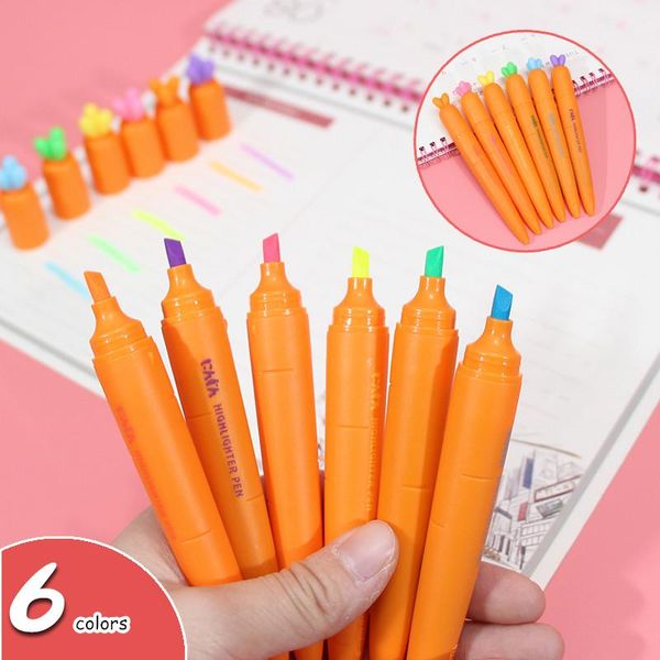 highlighters phd 6pcs/lot carrot highlighter pen keywords marker soft head protective eyes kawaii stationery, Black;red
highlighters phd 6pcs/lot carrot highlighter pen keywords marker soft head protective eyes kawaii stationery, Black;red
