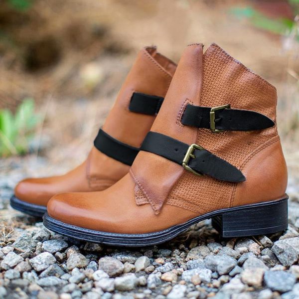 boots 2021 fashion vintage style lace up belts round toe women shoes short street haulage motor mujer zapatos, Black
boots 2021 fashion vintage style lace up belts round toe women shoes short street haulage motor mujer zapatos, Black