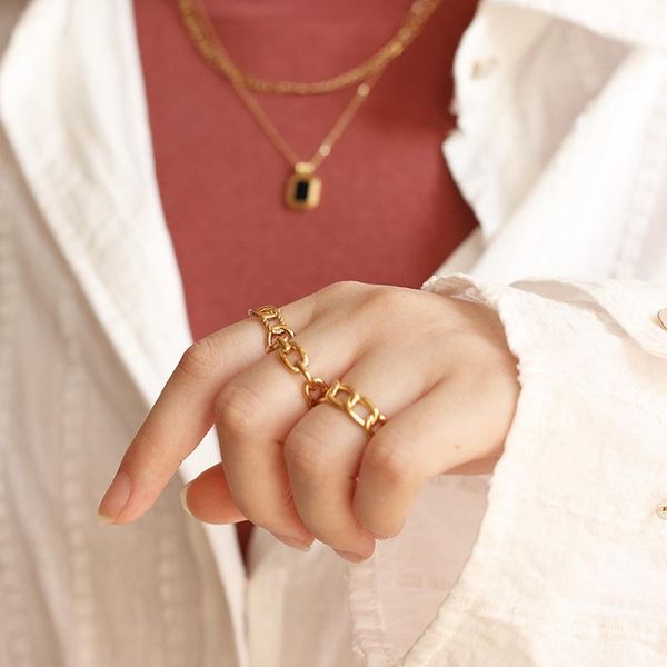 cluster rings amaiyllis 18k gold minimalist knot lock chain hollowed ring golden index finger for female bijoux jewelry, Golden;silver
cluster rings amaiyllis 18k gold minimalist knot lock chain hollowed ring golden index finger for female bijoux jewelry, Golden;silver