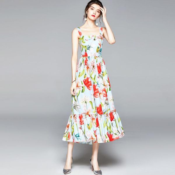casual dresses runway dress floral printed vacation women's spaghetti strap backless elegant ruffles lady party mdi long summer fashion, Black;gray
casual dresses runway dress floral printed vacation women's spaghetti strap backless elegant ruffles lady party mdi long summer fashion, Black;gray
