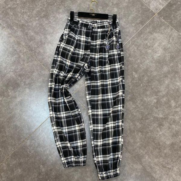 black plaid pants 2021 spring and white color matching checkered hem closure chain label street casual women's jumpsuits & rompers, Black;white
black plaid pants 2021 spring and white color matching checkered hem closure chain label street casual women's jumpsuits & rompers, Black;white