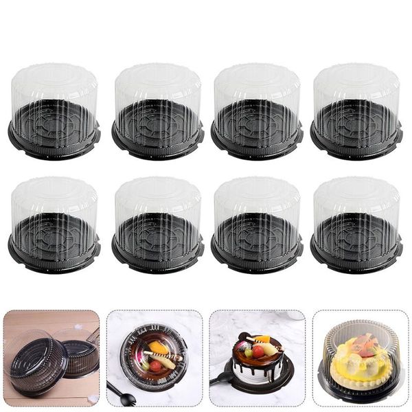 gift wrap 1 set bakery round shape cake boxes cheese mousse packing (black)