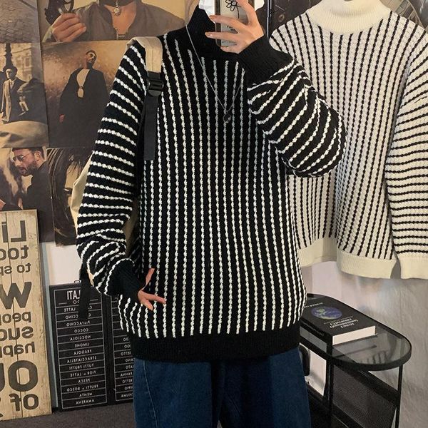 men's sweaters 2021 autumn winter men fashion striped sweater casual male warm knitting pullovers long sleeve loose jumpers w716, White;black
men's sweaters 2021 autumn winter men fashion striped sweater casual male warm knitting pullovers long sleeve loose jumpers w716, White;black