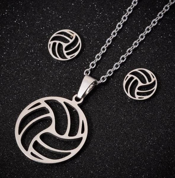 earrings & necklace stainless steel volleyball pendant for women men sports jewelry trendy simple stud set gift, Silver
earrings & necklace stainless steel volleyball pendant for women men sports jewelry trendy simple stud set gift, Silver