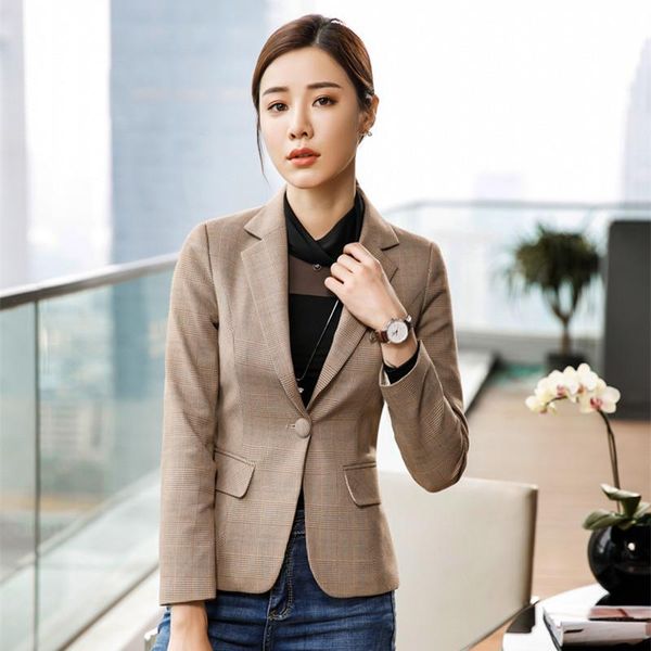 women's suits & blazers autumn winter 2021 british style long sleeve professional small suit plaid blazer slim ol women and jackets, White;black
women's suits & blazers autumn winter 2021 british style long sleeve professional small suit plaid blazer slim ol women and jackets, White;black