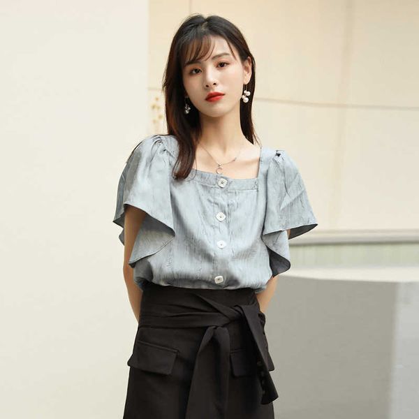 women's blouses & shirts french chic elegant square neck crop ladies summer ruffle short sleeve heart button down shirt for w, White
women's blouses & shirts french chic elegant square neck crop ladies summer ruffle short sleeve heart button down shirt for w, White