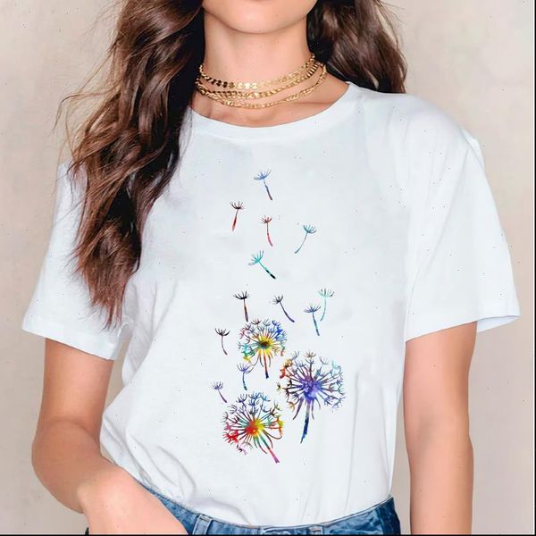 print dandelion plant fashion summer women t shirt autumn 90s cute graphic tee, White
print dandelion plant fashion summer women t shirt autumn 90s cute graphic tee, White