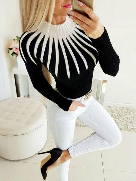 women's sweaters women color matching turtleneck sweater long sleeve slim fit casual clothing elegant easy, White;black
women's sweaters women color matching turtleneck sweater long sleeve slim fit casual clothing elegant easy, White;black