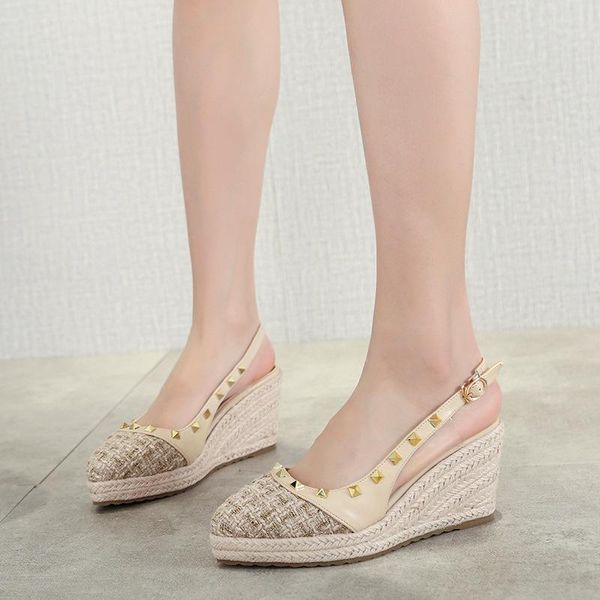 sandals women's platform wedges 2021 summer pointed rivet pvc straw woven thick-soled high-heeled shoes women, Black
sandals women's platform wedges 2021 summer pointed rivet pvc straw woven thick-soled high-heeled shoes women, Black