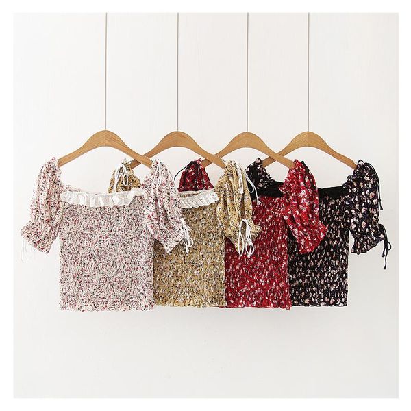 korean version of the collar exposed collarbone drape slimming short blouse women's floral sleeve tight chiffon shirt blouses & shirts, White
korean version of the collar exposed collarbone drape slimming short blouse women's floral sleeve tight chiffon shirt blouses & shirts, White