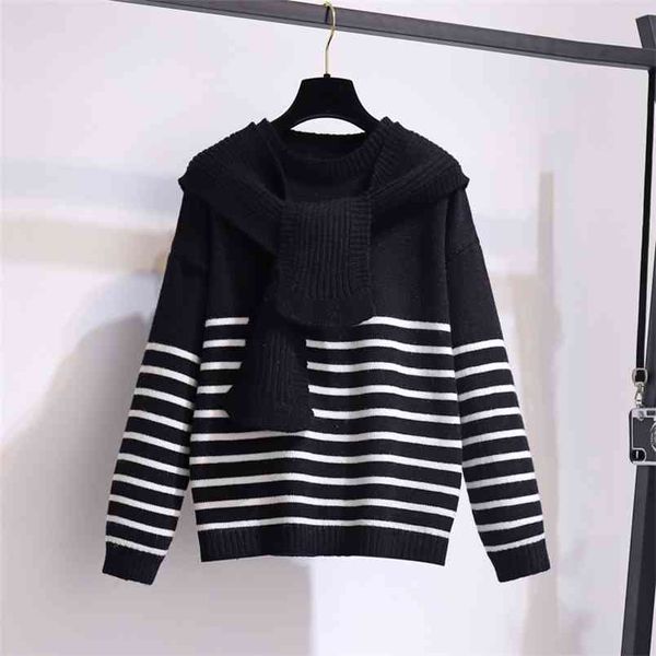 women autumn winter plus size sweaters striped japan style loose causal knit female pullovers fake two piece gx1231 210506, White
women autumn winter plus size sweaters striped japan style loose causal knit female pullovers fake two piece gx1231 210506, White