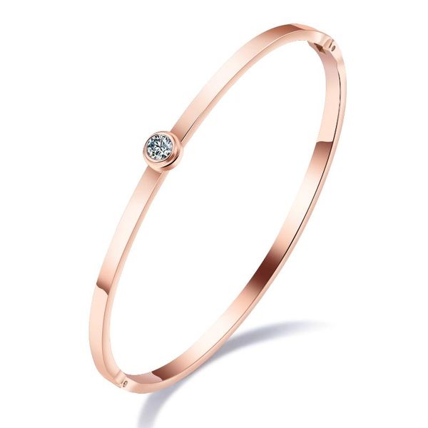 -24 korean fashion simple single diamond bracelet stainless steel plated rose gold women bangle, Black
-24 korean fashion simple single diamond bracelet stainless steel plated rose gold women bangle, Black