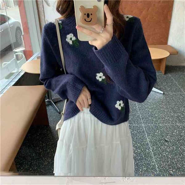vintage loose all match stylish florals women sweater streetwear basic warm sweet causal clothe 210525, White;black
vintage loose all match stylish florals women sweater streetwear basic warm sweet causal clothe 210525, White;black