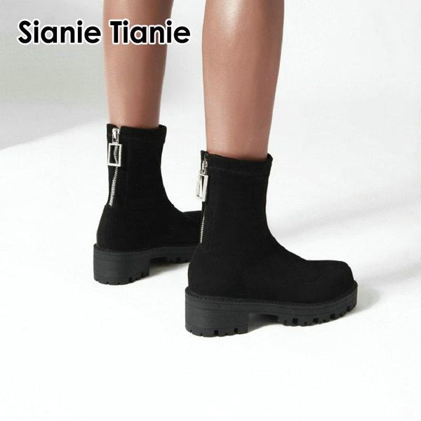 boots sianie tianie 2021 winter spring flock stretch round toe square med heeled zipper back women ankle shoe, Black
boots sianie tianie 2021 winter spring flock stretch round toe square med heeled zipper back women ankle shoe, Black