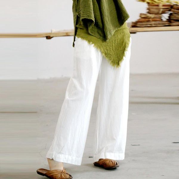 johnature women cotton linen wide leg pants 2021 autumn elastic waist plus size clothing loose vintage 4colors trouser women's & capris, Black;white
johnature women cotton linen wide leg pants 2021 autumn elastic waist plus size clothing loose vintage 4colors trouser women's & capris, Black;white