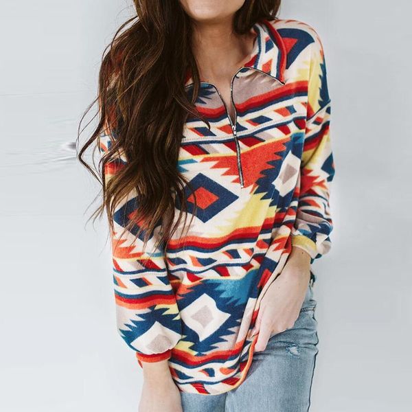 autumn women turn down collar fashion geometry printed zipper loose blouse cotton long sleeve plus size pullover #35 women's blouse, White
autumn women turn down collar fashion geometry printed zipper loose blouse cotton long sleeve plus size pullover #35 women's blouse, White