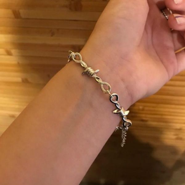 link, chain punk gothic alloy barbed wire thorn link bracelet jewelry hip hop women for men couples unisex, Black
link, chain punk gothic alloy barbed wire thorn link bracelet jewelry hip hop women for men couples unisex, Black