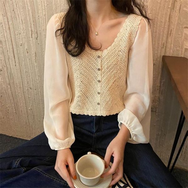 women's blouses & shirts 2021 spring retro boho crochet crop shirt women long sleeve chiffon blouse ladies loose cropped korean blusa, White
women's blouses & shirts 2021 spring retro boho crochet crop shirt women long sleeve chiffon blouse ladies loose cropped korean blusa, White