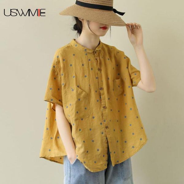 women's blouses & shirts women shirt leisure retro printing casual single breasted pockets wave point plus size female blouse, White
women's blouses & shirts women shirt leisure retro printing casual single breasted pockets wave point plus size female blouse, White