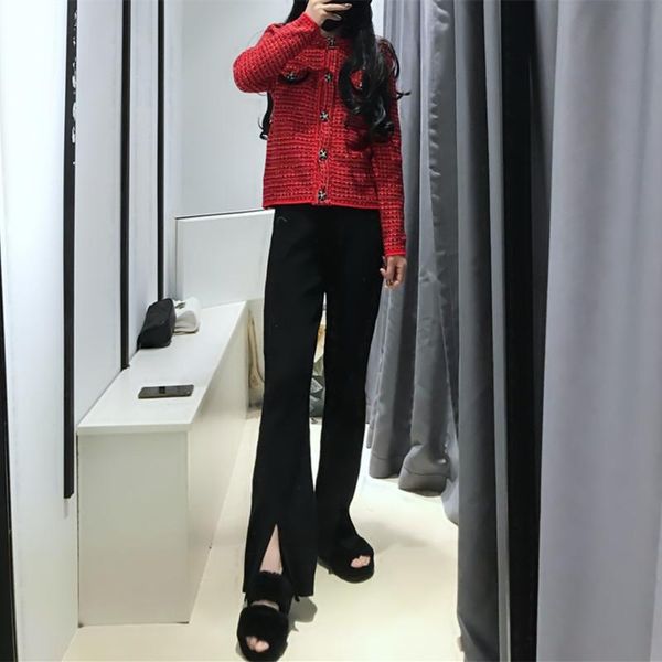 women's pants & capris knitted 2021 early spring high waist split casual straight wide leg flared floor, Black;white
women's pants & capris knitted 2021 early spring high waist split casual straight wide leg flared floor, Black;white