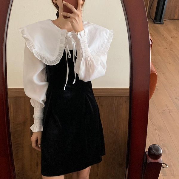 casual dresses wiccon vintage velvet stitching elegant dress 2021 autumn party ldoll collar long sleeve midi vestidos, Black;gray
casual dresses wiccon vintage velvet stitching elegant dress 2021 autumn party ldoll collar long sleeve midi vestidos, Black;gray