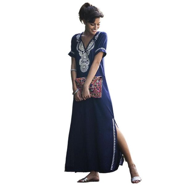 summer v-neck embroidery long dress bikini coverup beach vacation elegant dark blue female swimsuit cover up women's swimwear, White;black
summer v-neck embroidery long dress bikini coverup beach vacation elegant dark blue female swimsuit cover up women's swimwear, White;black