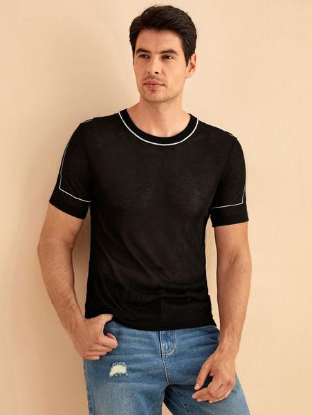 men stitch trim knit e9ty#, White;black
men stitch trim knit e9ty#, White;black