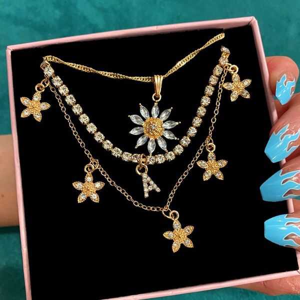 korea cute crystal letter pendant necklace for women multilayer daisy flower clavicle chain choker necklaces party jewelry gifts chains, Silver
korea cute crystal letter pendant necklace for women multilayer daisy flower clavicle chain choker necklaces party jewelry gifts chains, Silver