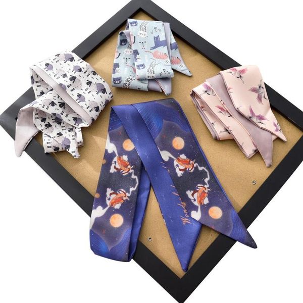 scarves women fashion small scarf female modern animals print long head skinny silk neck, Blue;gray
scarves women fashion small scarf female modern animals print long head skinny silk neck, Blue;gray