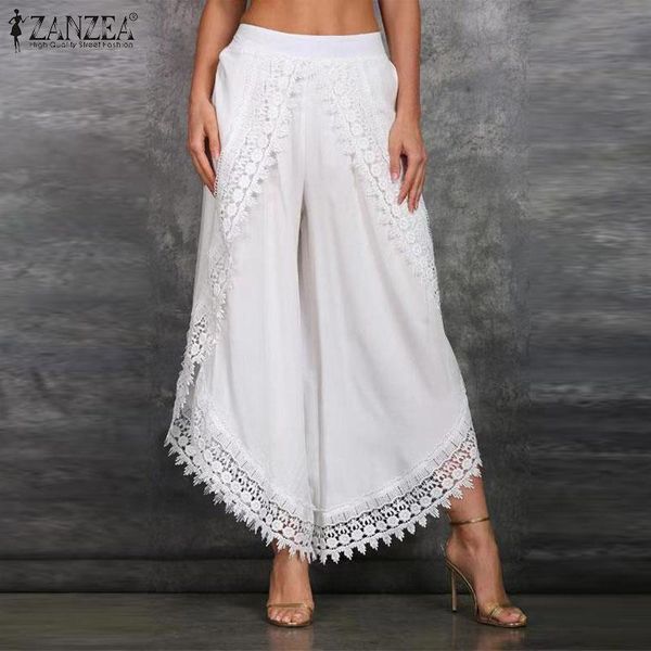 women's pants & capris women lace patchwork zanzea 2021 summer asymmetrical wide leg casual solid loose elastic waist pant oversize bot, Black;white
women's pants & capris women lace patchwork zanzea 2021 summer asymmetrical wide leg casual solid loose elastic waist pant oversize bot, Black;white