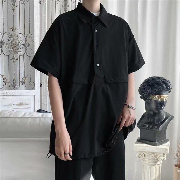 men's casual shirts summer black gray shirt korean business fashion loose streetwear short-sleeved men, White;black
men's casual shirts summer black gray shirt korean business fashion loose streetwear short-sleeved men, White;black