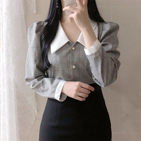 dress pearls vintage full sleeves streetwear all match office lady large size chic shirts, White
dress pearls vintage full sleeves streetwear all match office lady large size chic shirts, White
