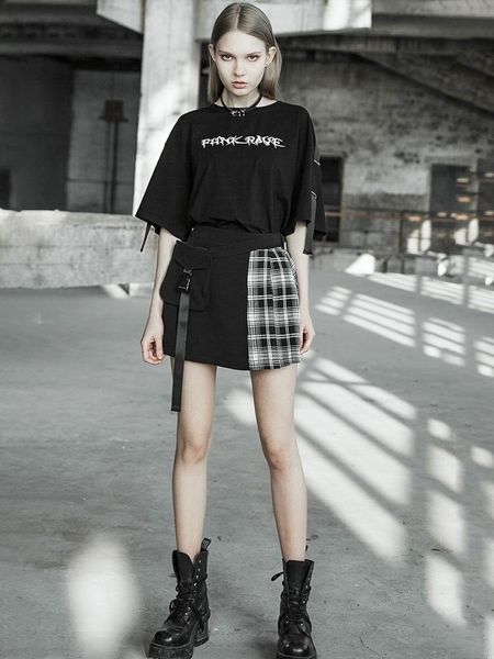 skirts punk rave retro half-length black and white plaid skirt female summer irregular stitching pleated a word
skirts punk rave retro half-length black and white plaid skirt female summer irregular stitching pleated a word