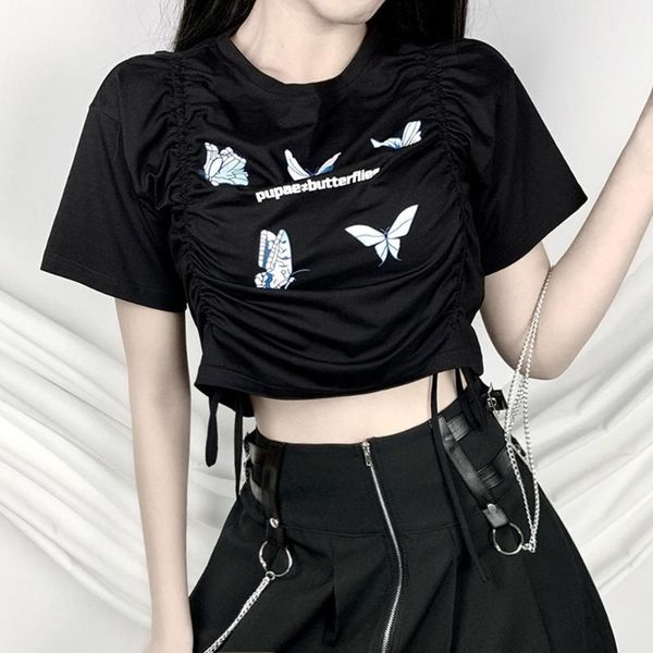 gothic women t-shirt summer street floral butterfly print navel drawstring casual slim short 2021 black tshirts fashion women's, White
gothic women t-shirt summer street floral butterfly print navel drawstring casual slim short 2021 black tshirts fashion women's, White