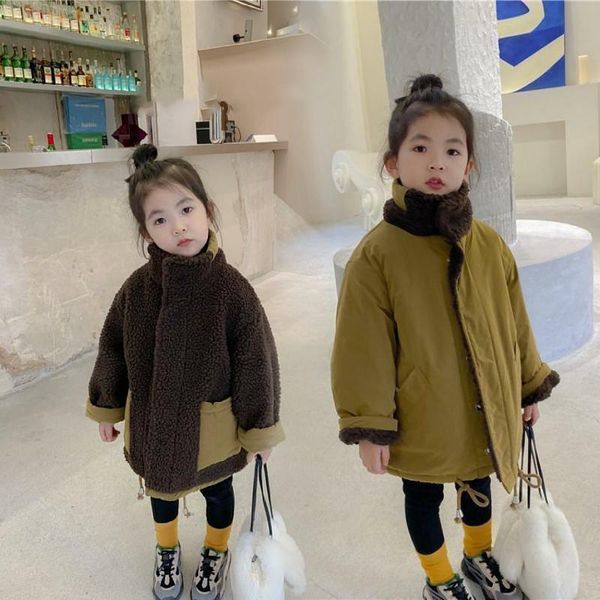 jackets girls' cotton jacket reversible autumn winter korean high collar single breasted outerwear children lambswool fashion warm coat, Blue;gray
jackets girls' cotton jacket reversible autumn winter korean high collar single breasted outerwear children lambswool fashion warm coat, Blue;gray