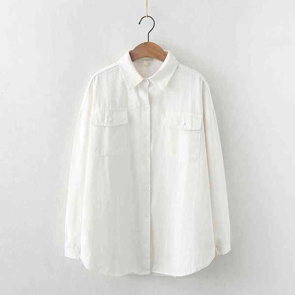 women's blouses & shirts womens pocket design cotton blouse autumn women loose casual long sleeve solid color college style a38i, White
women's blouses & shirts womens pocket design cotton blouse autumn women loose casual long sleeve solid color college style a38i, White