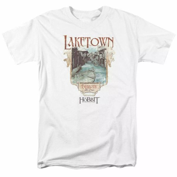 the hobbit laketown t shirt mens licensed fantasy movie tee bilbo white, White;black
the hobbit laketown t shirt mens licensed fantasy movie tee bilbo white, White;black