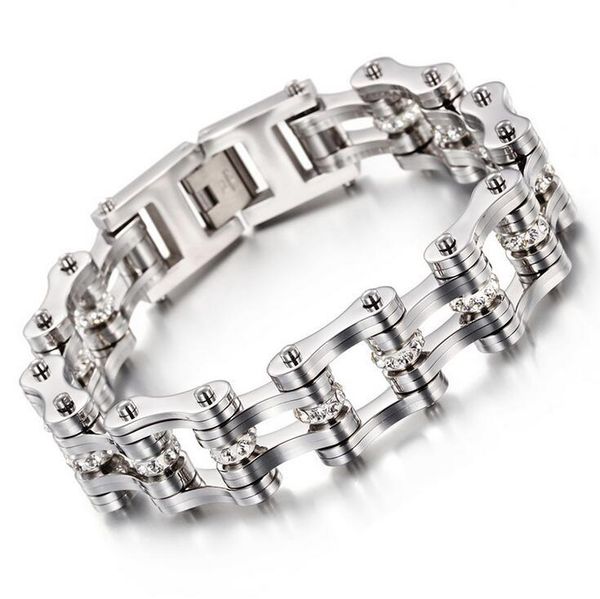 link, chain 316l stainless steel mens women zircon rhinestone biker bracelet fashion sports jewelry bike bicycle link bangle, Black
link, chain 316l stainless steel mens women zircon rhinestone biker bracelet fashion sports jewelry bike bicycle link bangle, Black