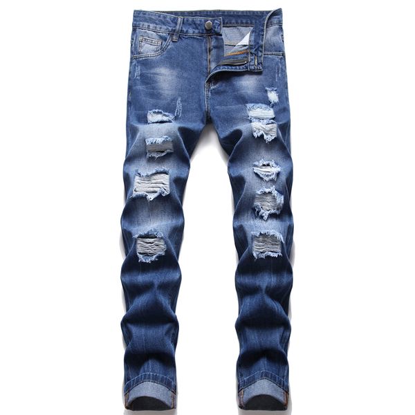 men's straight leg slim fit beggar jeans fashion distressed destroyed biker casual denim pants big size motocycle hip hop trousers for, Blue
men's straight leg slim fit beggar jeans fashion distressed destroyed biker casual denim pants big size motocycle hip hop trousers for, Blue