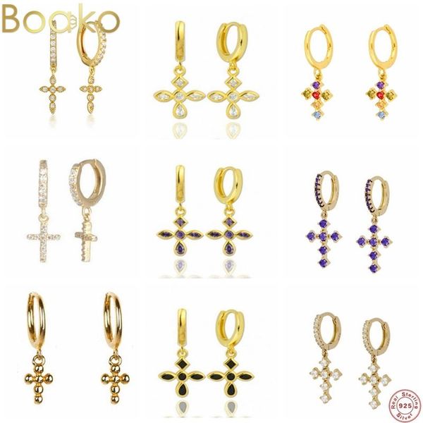 hoop & huggie boako 925 sterling silver cross earrings for women piercing earring charm colorful zircon female jewelry pendientes, Golden;silver 
hoop & huggie boako 925 sterling silver cross earrings for women piercing earring charm colorful zircon female jewelry pendientes, Golden;silver